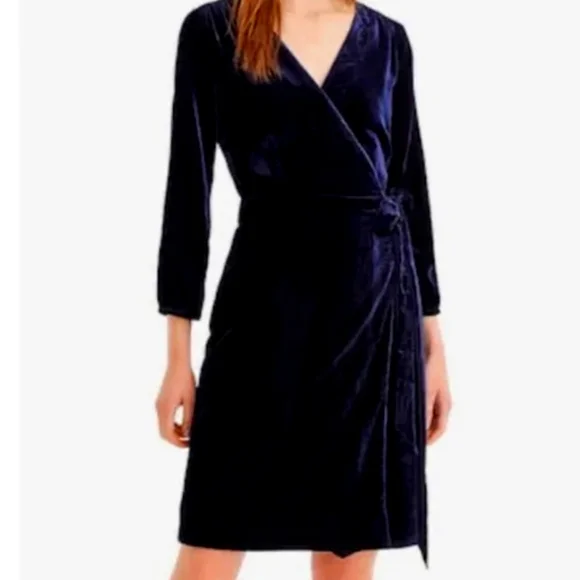 j crew blue velvet dress NWT J Crew Girls' puff-sleeve velvet party dress main image 0